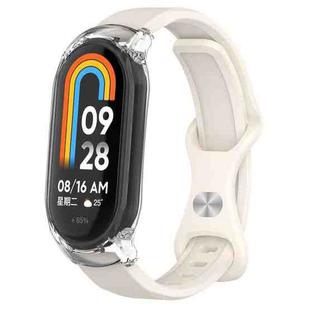 For Xiaomi Smart Band 9 / 8 Butterfly Buckle Silicone Watch Band with Transparent Case(Starlight Color)