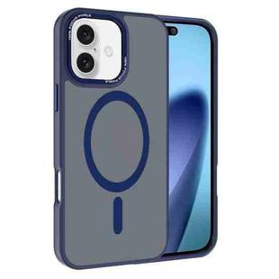 For iPhone 17 Kalebol Metal Lens Frame MagSafe Frosted PC Phone Case(Navy Blue)