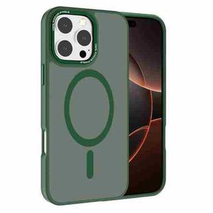 For iPhone 16 Pro Max Kalebol Metal Lens Frame MagSafe Frosted PC Phone Case(Dark Green)