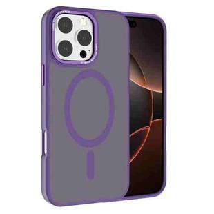 For iPhone 16 Pro Max Kalebol Metal Lens Frame MagSafe Frosted PC Phone Case(Dark Purple)
