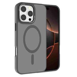 For iPhone 16 Pro Kalebol Metal Lens Frame MagSafe Frosted PC Phone Case(Grey)