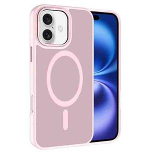 For iPhone 16 Kalebol Metal Lens Frame MagSafe Frosted PC Phone Case(Pink)