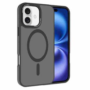 For iPhone 16 Kalebol Metal Lens Frame MagSafe Frosted PC Phone Case(Black)