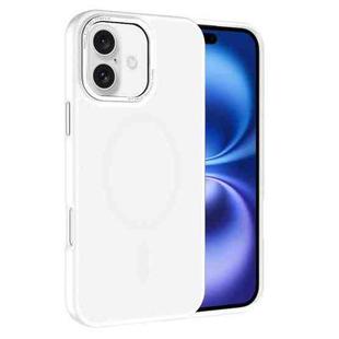 For iPhone 16 Kalebol Metal Lens Frame MagSafe Frosted PC Phone Case(Frosted White)