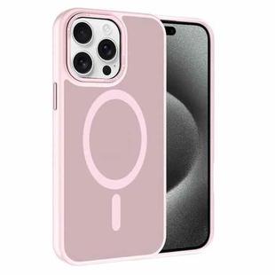 For iPhone 15 Pro Kalebol Metal Lens Frame MagSafe Frosted PC Phone Case(Pink)