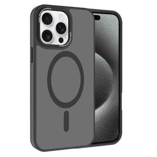 For iPhone 15 Pro Kalebol Metal Lens Frame MagSafe Frosted PC Phone Case(Black)