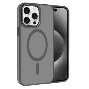 For iPhone 15 Pro Kalebol Metal Lens Frame MagSafe Frosted PC Phone Case(Grey)