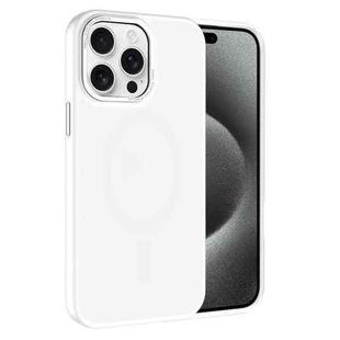 For iPhone 15 Pro Kalebol Metal Lens Frame MagSafe Frosted PC Phone Case(Frosted White)