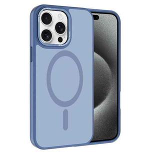 For iPhone 15 Pro Kalebol Metal Lens Frame MagSafe Frosted PC Phone Case(Sierra Blue)