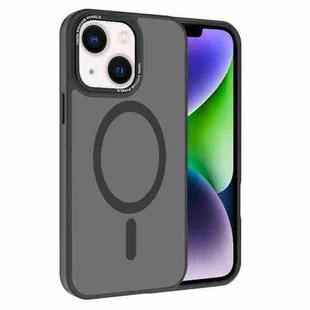 For iPhone 14 Kalebol Metal Lens Frame MagSafe Frosted PC Phone Case(Black)