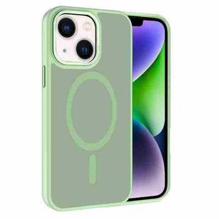 For iPhone 14 Kalebol Metal Lens Frame MagSafe Frosted PC Phone Case(Matcha Green)