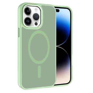 For iPhone 14 Pro Max Kalebol Metal Lens Frame MagSafe Frosted PC Phone Case(Matcha Green)