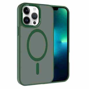 For iPhone 13 Pro Max Kalebol Metal Lens Frame MagSafe Frosted PC Phone Case(Dark Green)