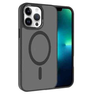For iPhone 13 Pro Max Kalebol Metal Lens Frame MagSafe Frosted PC Phone Case(Black)