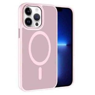 For iPhone 13 Pro Kalebol Metal Lens Frame MagSafe Frosted PC Phone Case(Pink)