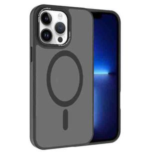 For iPhone 13 Pro Kalebol Metal Lens Frame MagSafe Frosted PC Phone Case(Black)