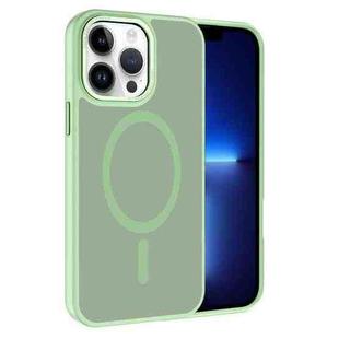 For iPhone 13 Pro Kalebol Metal Lens Frame MagSafe Frosted PC Phone Case(Matcha Green)