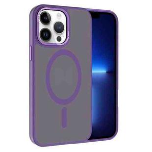 For iPhone 13 Pro Kalebol Metal Lens Frame MagSafe Frosted PC Phone Case(Dark Purple)