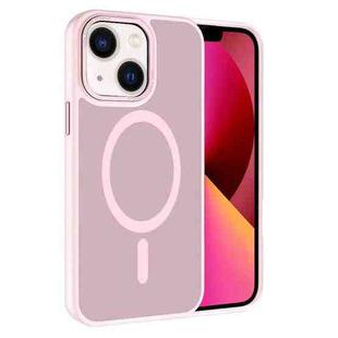 For iPhone 13 Kalebol Metal Lens Frame MagSafe Frosted PC Phone Case(Pink)