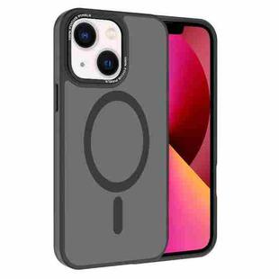For iPhone 13 Kalebol Metal Lens Frame MagSafe Frosted PC Phone Case(Black)