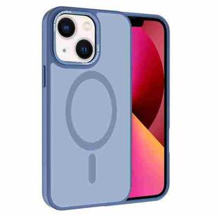 For iPhone 13 Kalebol Metal Lens Frame MagSafe Frosted PC Phone Case(Sierra Blue)