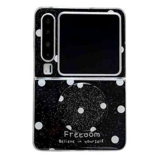 For Huawei Pura X Glitter Powder Dots Pattern Phone Case with Holder(Black)