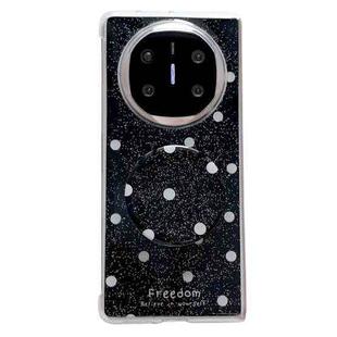 For Huawei Mate X6 Glitter Powder Dots Pattern Phone Case with Holder(Black)