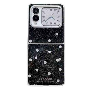 For Huawei Nova Flip Glitter Powder Dots Pattern Phone Case with Holder(Black)
