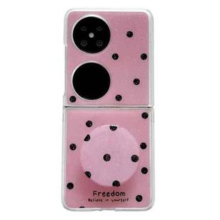 For Huawei Pocket 2 Glitter Powder Dots Pattern Phone Case with Holder(Rose Red)