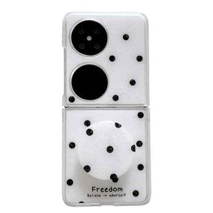 For Huawei P50 Pocket Glitter Powder Dots Pattern Phone Case with Holder(White)
