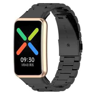 For OPPO Watch Free Tri-beads Flat Buckle Titanium Alloy Watch Band(Black)