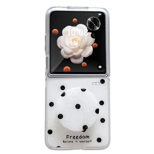 For Honor Magic V Flip Glitter Powder Dots Pattern Phone Case with Holder(White)