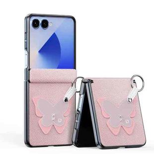 For Samsung Galaxy Z Flip7 5G DUX DUCIS LUVY Series Folding Phone Case with Finger Ring Buckle(Pink Butterfly)