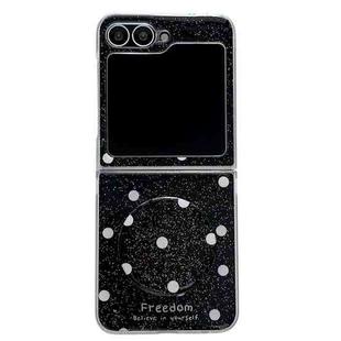 For Samsung Galaxy Z Flip6 Glitter Powder Dots Pattern Phone Case with Holder(Black)