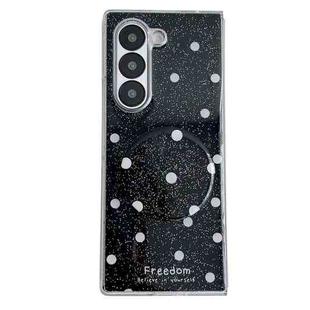 For Samsung Galaxy Z Fold6 Glitter Powder Dots Pattern Phone Case with Holder(Black)