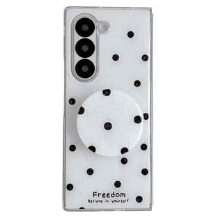 For Samsung Galaxy Z Fold5 Glitter Powder Dots Pattern Phone Case with Holder(White)