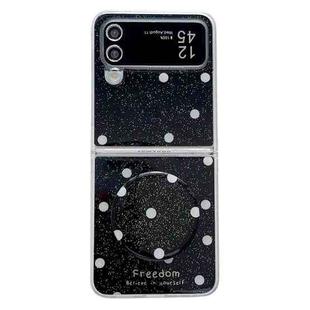For Samsung Galaxy Z Flip4 Glitter Powder Dots Pattern Phone Case with Holder(Black)
