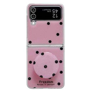 For Samsung Galaxy Z Flip4 Glitter Powder Dots Pattern Phone Case with Holder(Rose Red)