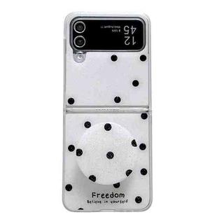 For Samsung Galaxy Z Flip3 5G Glitter Powder Dots Pattern Phone Case with Holder(White)
