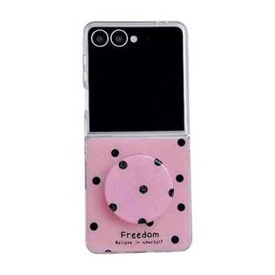 For Samsung Galaxy Z Flip7 5G Glitter Powder Dots Pattern Phone Case with Holder(Rose Red)