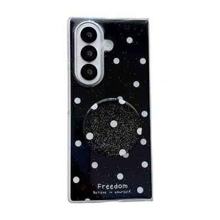 For Samsung Galaxy Z Fold7 5G Glitter Powder Dots Pattern Phone Case with Holder(Black)