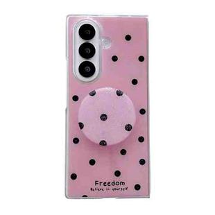 For Samsung Galaxy Z Fold7 5G Glitter Powder Dots Pattern Phone Case with Holder(Rose Red)