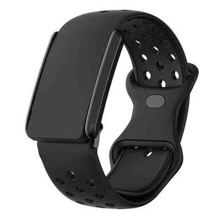 For WHOOP 4.0 Hole Style Butterfly Buckle Two Color Silicone Watch Band(Black)