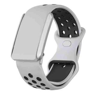 For WHOOP 4.0 Hole Style Butterfly Buckle Two Color Silicone Watch Band(Light Grey Black)