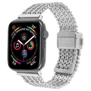 For Apple Watch 46mm / 49mm / 45mm / 44mm Magnetic Snap Clasp Steel Mesh Metal Watch Band(Silver)