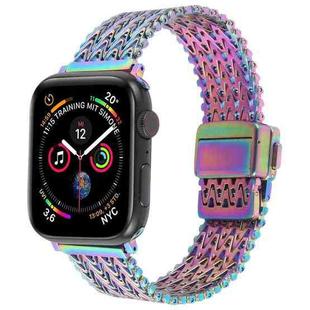 For Apple Watch 46mm / 49mm / 45mm / 44mm Magnetic Snap Clasp Steel Mesh Metal Watch Band(Colorful)