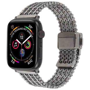 For Apple Watch 42mm / 41mm / 40mm / 38mm Magnetic Snap Clasp Steel Mesh Metal Watch Band(Grey)