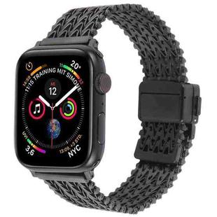 For Apple Watch 42mm / 41mm / 40mm / 38mm Magnetic Snap Clasp Steel Mesh Metal Watch Band(Black)