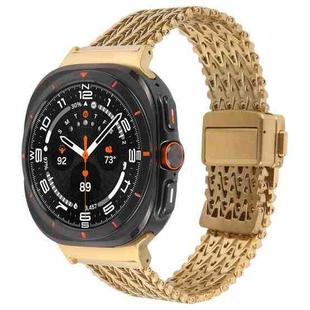 For Samsung Galaxy Watch Ultra 47mm Magnetic Snap Clasp Steel Mesh Metal Watch Band(Gold)