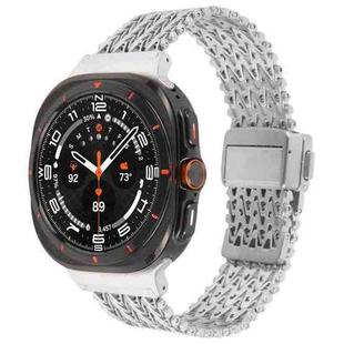 For Samsung Galaxy Watch Ultra 47mm Magnetic Snap Clasp Steel Mesh Metal Watch Band(Silver)